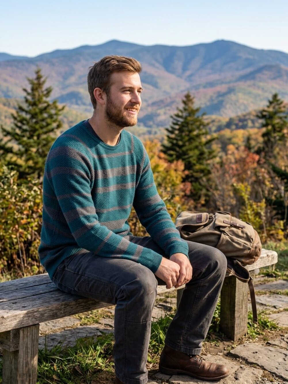 Patagonia Merino Wool Blend Teal & Gray Striped Sweater - Size L